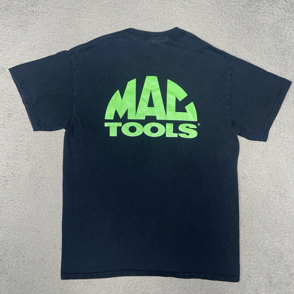 Mac Tools T Shirt Men's Size M Black Neon Logo Mechanic Automotive 2-Sided Tee